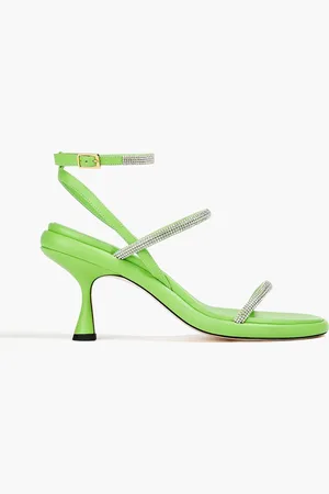 Wandler June crystal-embellished leather sandals - Green - EU 37