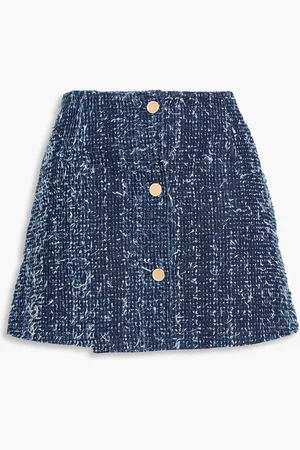 Frame Denim-bouclé mini skirt - Blue - US 6