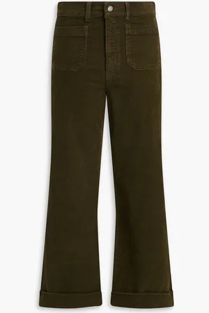 Frame Stretch-cotton corduroy wide-leg pants - Green - 27