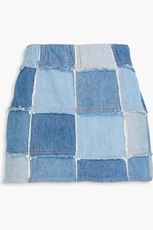 Frame The 70s patchwork denim mini skirt - Blue - US 10