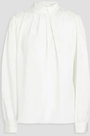 Frame Gillian pleated jacquard top - White - M