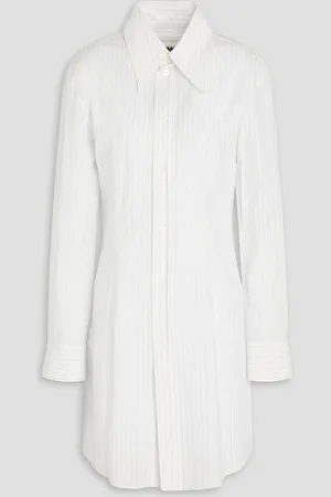 Maison Margiela Pinstriped cotton-poplin mini shirt dress - White - IT 40
