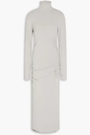 James Perse Ruched cotton-blend jersey midi dress - Gray - 1