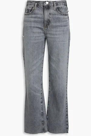 Frame Distressed high-rise straight-leg jeans - - 24