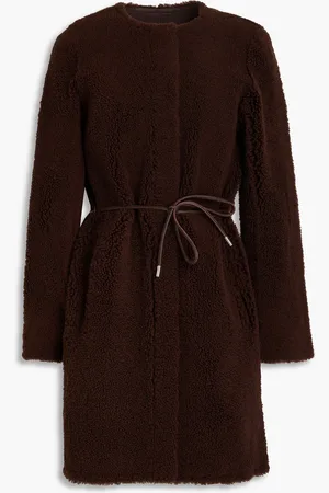 YVES SALOMON Belted shearling coat - Brown - FR 34