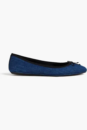 VERONICA BEARD Beatrix bow-detailed denim ballet flats - Blue - US 9