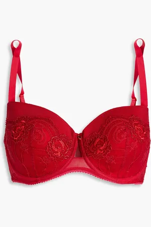 Lise Charmel Tellement Glamour embroidered stretch-tulle underwired bra - Red - FR 95 E