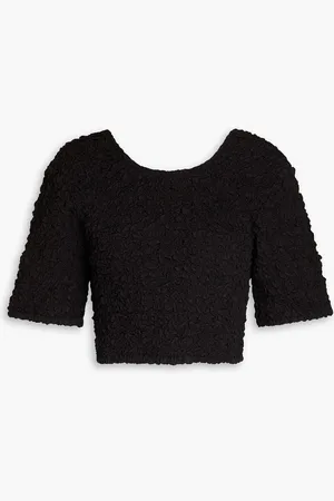 Ganni Cropped shirred cotton top - - DE 40