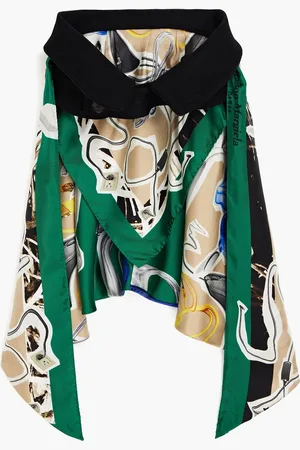Maison Margiela Printed silk-satin and felt scarf - Green - IT 36