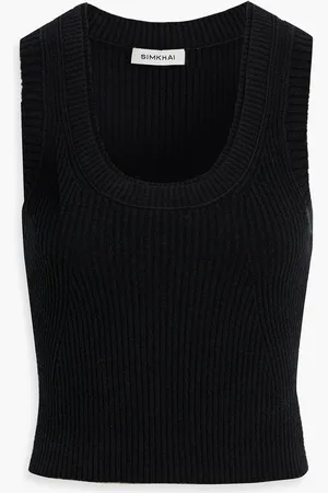 Simkhai Sibyl ribbed bouclé-knit cotton-blend tank - - L