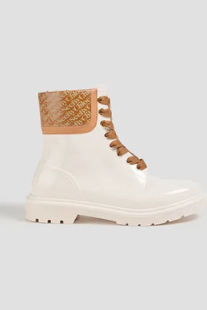 See by Chloé Florrie leather-trimmed printed PVC rain boots - White - EU 35