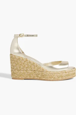 Stuart Weitzman Metallic leather espadrille wedge sandals - Metallic - EU 39.5