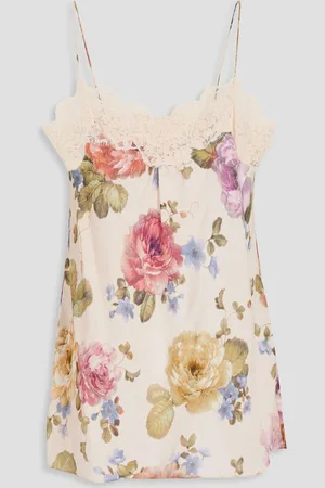 ZIMMERMANN Lace-trimmed floral-print satin camisole - White - 00