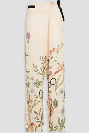 Agua by Agua Bendita Memoria Paraiso floral-print satin wide-leg pants - White - XL