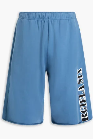 Maison Margiela Printed French cotton-terry drawstring shorts - Blue - S