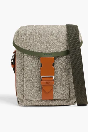 Maison Margiela Leather-trimmed twill messenger bag - Green - OneSize