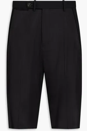 Maison Margiela Frayed striped satin-paneled crepe shorts - - IT 46