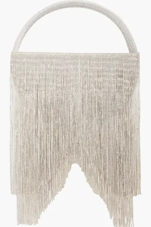 Retrofete Fringed crystal-embellished satin tote - Metallic - OneSize