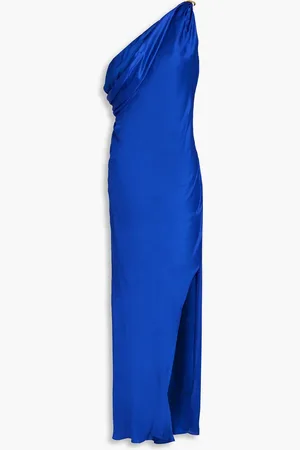 Nicholas One-shoulder satin maxi dress - Blue - US 8