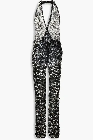 Retrofete Cali embellished open-knit halterneck jumpsuit - - M/L