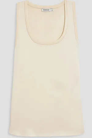 Simkhai Faro satin-paneled stretch-knit tank - White - XS