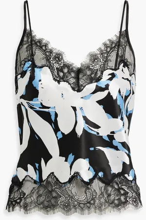 Nicholas Lace-trimmed printed satin camisole - - US 10
