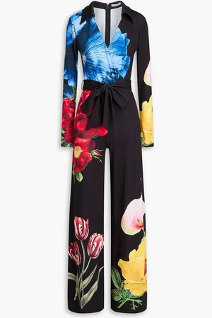 ALICE+OLIVIA Alice Olivia - Wrap-effect floral-print satin-jersey jumpsuit - - US 2