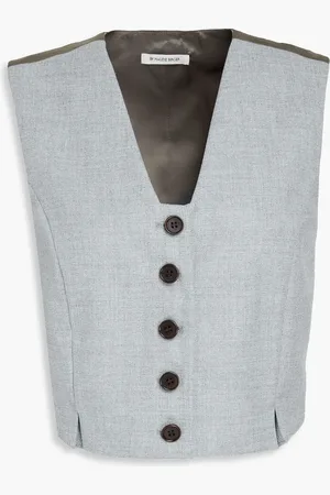 By Malene Birger Bettas cropped satin-paneled tweed vest - - DE 32