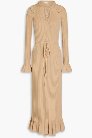 By Malene Birger Gianina ribbed cotton-blend midi wrap dress - Neutral - M