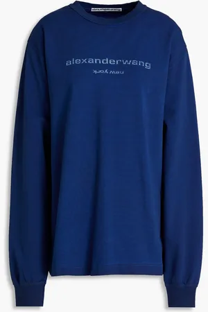 Alexander Wang Glittered cotton-jersey top - Blue - L