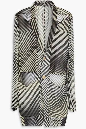 Rick Owens Striped silk-chiffon blazer - - IT 40