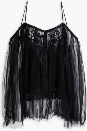 Alexander Wang Cold-shoulder silk-tulle top - - US 8