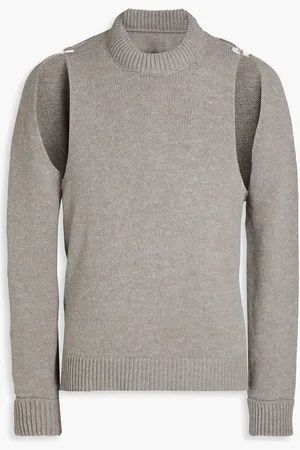 Maison Margiela Embellished cutout wool-blend sweater - Gray - XS