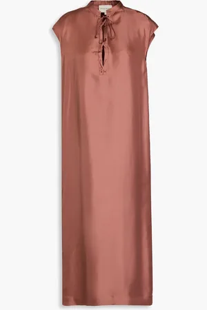 Loulou Studio Demeter lace-up silk-twill midi dress - Pink - XS