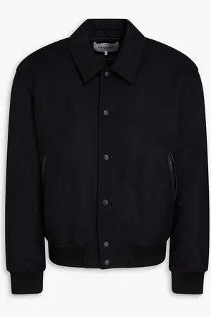 Frame Leather-trimmed wool jacket - - L