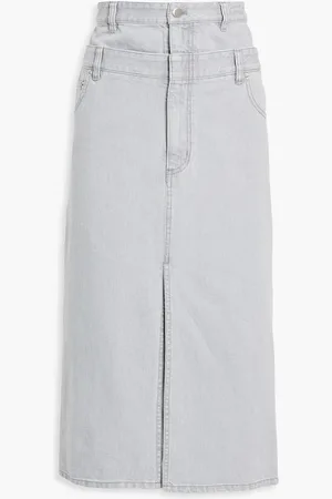 tibi Paneled denim midi skirt - Gray - 24