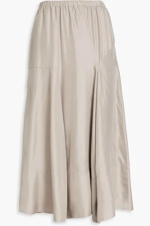 tibi Silk-twill midi skirt - Gray - US 00