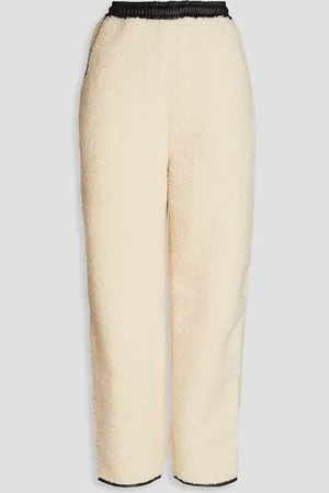 Deadwood Leather-trimmed faux shearling track pants - White - M
