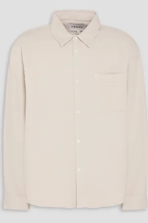 Frame Waffle-knit TENCEL™ Lyocell-blend shirt - White - L