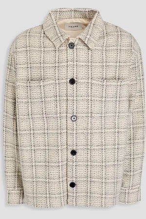 Frame Checked wool-blend flannel overshirt - White - XXL
