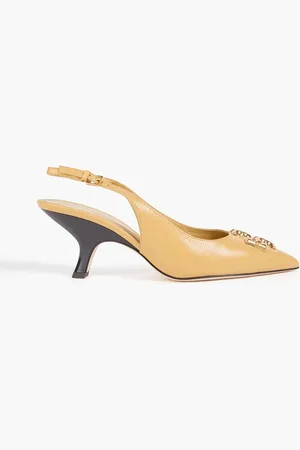 Tory Burch Eleanor embellished leather slingback pumps - Neutral - US 6