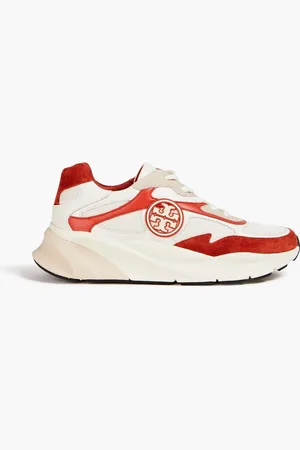 Tory Burch Sawyer leather, mesh and suede sneakers - Red - US 10