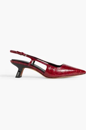 Vince Bianca croc-effect leather slingback pumps - Burgundy - US 6.5