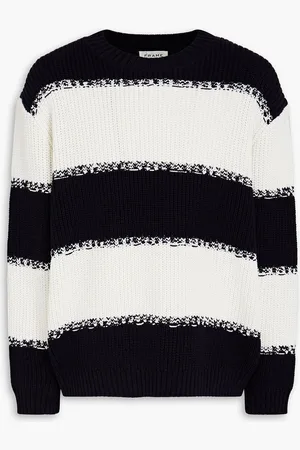 Frame Striped merino wool and cotton-blend sweater - Blue - M