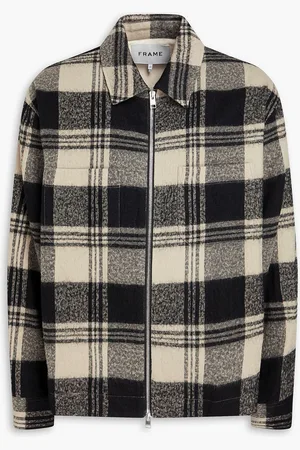 Frame Checked cotton and wool-blend jacket - - S