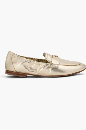 Tory Burch Embellished metallic leather loafers - Metallic - US 5