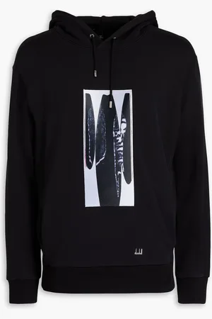 Dunhill Printed French cotton-terry and jacquard hoodie - - S