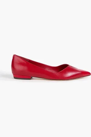 Tory Burch Triangle smooth and glossed-leather point-toe flats - - US 5.5
