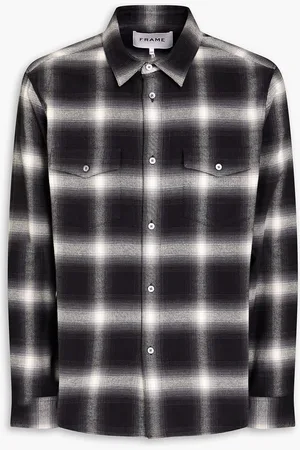 Frame Checked cotton shirt - Gray - S