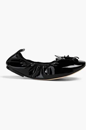 Tory Burch Floral-appliquéd patent-leather ballet flats - - US 10